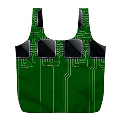 Green Circuit Board Pattern Full Print Recycle Bags (L) 