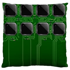 Green Circuit Board Pattern Large Flano Cushion Case (One Side)