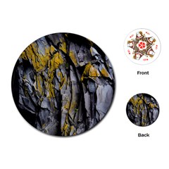 Grey Yellow Stone Playing Cards (Round) 