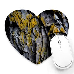 Grey Yellow Stone Heart Mousepads