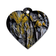 Grey Yellow Stone Dog Tag Heart (Two Sides)