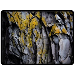 Grey Yellow Stone Fleece Blanket (Large) 