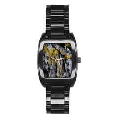 Grey Yellow Stone Stainless Steel Barrel Watch