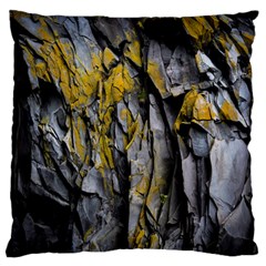 Grey Yellow Stone Large Flano Cushion Case (One Side)