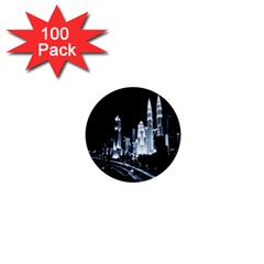 Kuala Lumpur Urban Night Building 1  Mini Buttons (100 Pack)  by Nexatart