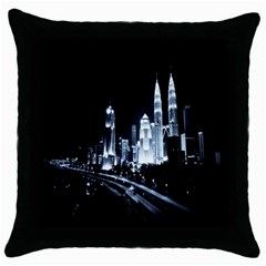 Kuala Lumpur Urban Night Building Throw Pillow Case (black)