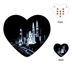 Kuala Lumpur Urban Night Building Playing Cards (heart) 