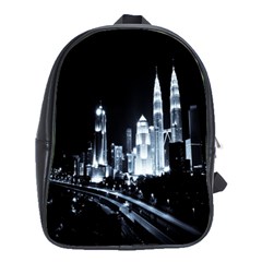 Kuala Lumpur Urban Night Building School Bags(large)  by Nexatart