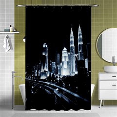 Kuala Lumpur Urban Night Building Shower Curtain 48  X 72  (small)  by Nexatart