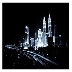 Kuala Lumpur Urban Night Building Large Satin Scarf (square) by Nexatart