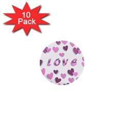 Love Valentine S Day 3d Fabric 1  Mini Buttons (10 Pack)  by Nexatart