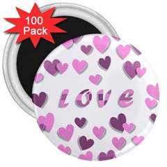 Love Valentine S Day 3d Fabric 3  Magnets (100 Pack) by Nexatart