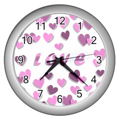 Love Valentine S Day 3d Fabric Wall Clocks (silver)  by Nexatart