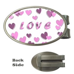 Love Valentine S Day 3d Fabric Money Clips (oval)  by Nexatart