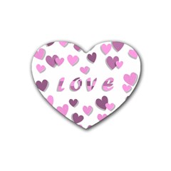 Love Valentine S Day 3d Fabric Heart Coaster (4 Pack)  by Nexatart