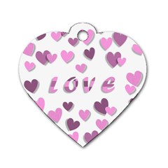 Love Valentine S Day 3d Fabric Dog Tag Heart (one Side) by Nexatart