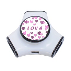 Love Valentine S Day 3d Fabric 3-port Usb Hub by Nexatart