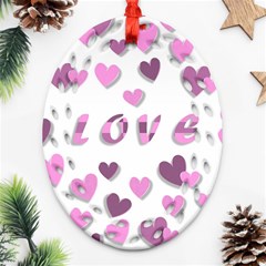 Love Valentine S Day 3d Fabric Ornament (oval Filigree) by Nexatart