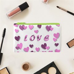 Love Valentine S Day 3d Fabric Cosmetic Bag (xs) by Nexatart