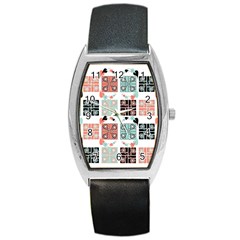 Mint Black Coral Heart Paisley Barrel Style Metal Watch by Nexatart