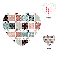 Mint Black Coral Heart Paisley Playing Cards (heart)  by Nexatart