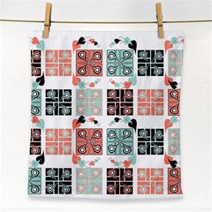 Mint Black Coral Heart Paisley Face Towel by Nexatart