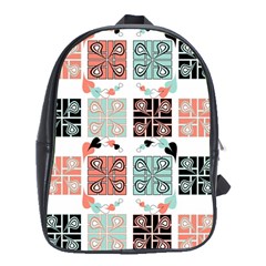 Mint Black Coral Heart Paisley School Bags (xl)  by Nexatart