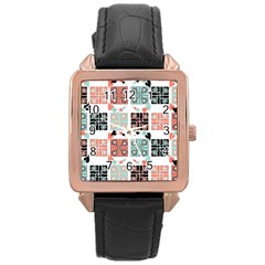 Mint Black Coral Heart Paisley Rose Gold Leather Watch  by Nexatart