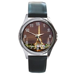 Paris Eiffel Tower Round Metal Watch