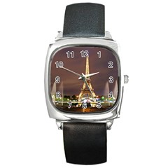 Paris Eiffel Tower Square Metal Watch