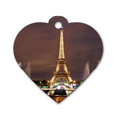 Paris Eiffel Tower Dog Tag Heart (One Side)