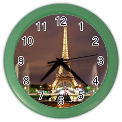 Paris Eiffel Tower Color Wall Clocks by Nexatart