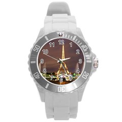 Paris Eiffel Tower Round Plastic Sport Watch (L)