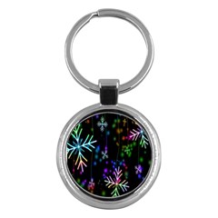 Nowflakes Snow Winter Christmas Key Chains (round)  by Nexatart