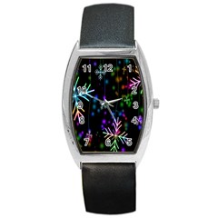 Nowflakes Snow Winter Christmas Barrel Style Metal Watch by Nexatart