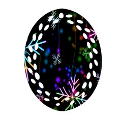 Nowflakes Snow Winter Christmas Oval Filigree Ornament (two Sides) by Nexatart