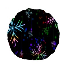 Nowflakes Snow Winter Christmas Standard 15  Premium Round Cushions by Nexatart