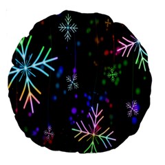 Nowflakes Snow Winter Christmas Large 18  Premium Round Cushions by Nexatart