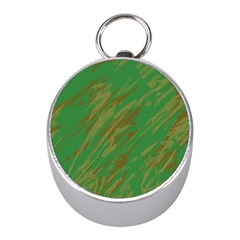 Brown Green Texture                                                  			silver Compass (mini) by LalyLauraFLM