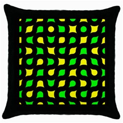 Yellow Green Shapes                                                     			throw Pillow Case (black) by LalyLauraFLM