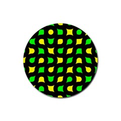 Yellow green shapes                                                     			Rubber Round Coaster (4 pack)