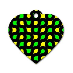 Yellow Green Shapes                                                     			dog Tag Heart (one Side) by LalyLauraFLM