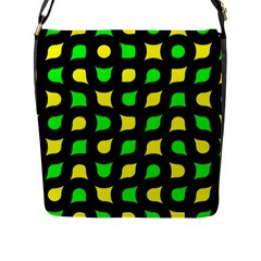 Yellow green shapes                                                     			Flap Closure Messenger Bag (L)