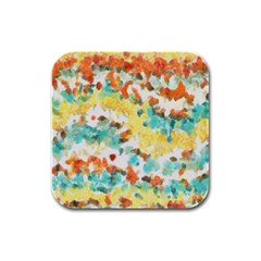 Retro Watercolors                                                      			rubber Square Coaster (4 Pack by LalyLauraFLM