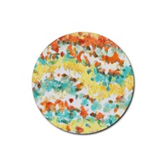 Retro Watercolors                                                      			rubber Round Coaster (4 Pack) by LalyLauraFLM