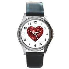 Floral Heart Shape Ornament Round Metal Watch by dflcprints