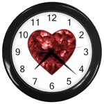 Floral Heart Shape Ornament Wall Clocks (Black) Front