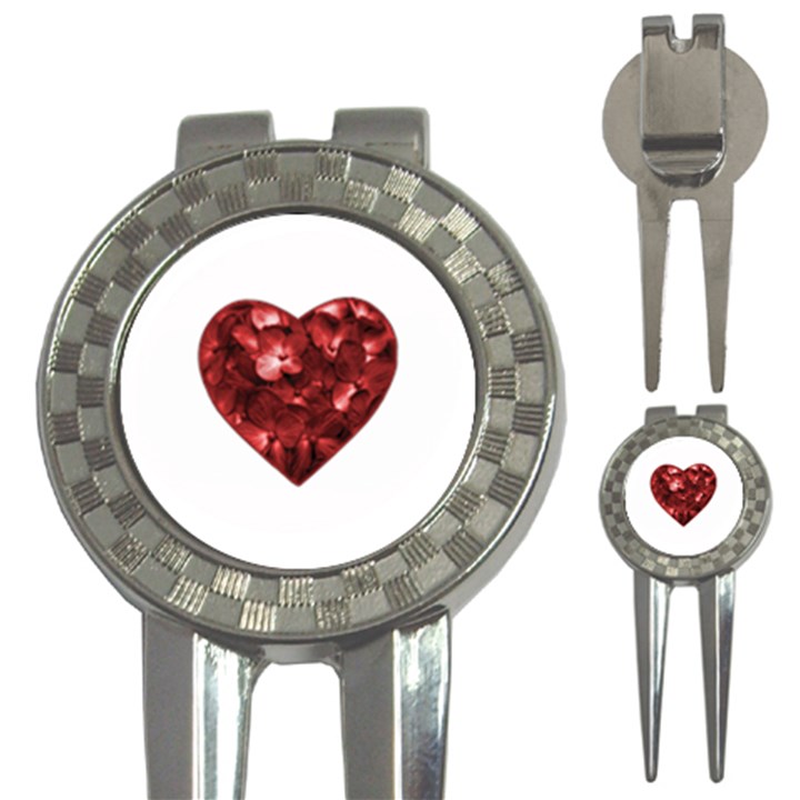 Floral Heart Shape Ornament 3-in-1 Golf Divots