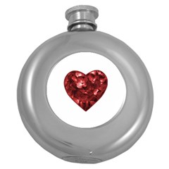 Floral Heart Shape Ornament Round Hip Flask (5 Oz) by dflcprints