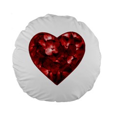 Floral Heart Shape Ornament Standard 15  Premium Round Cushions by dflcprints